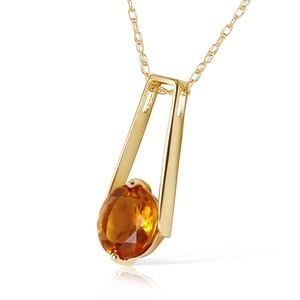 14K. SOLID GOLD NECKLACE WITH NATURAL CITRINE